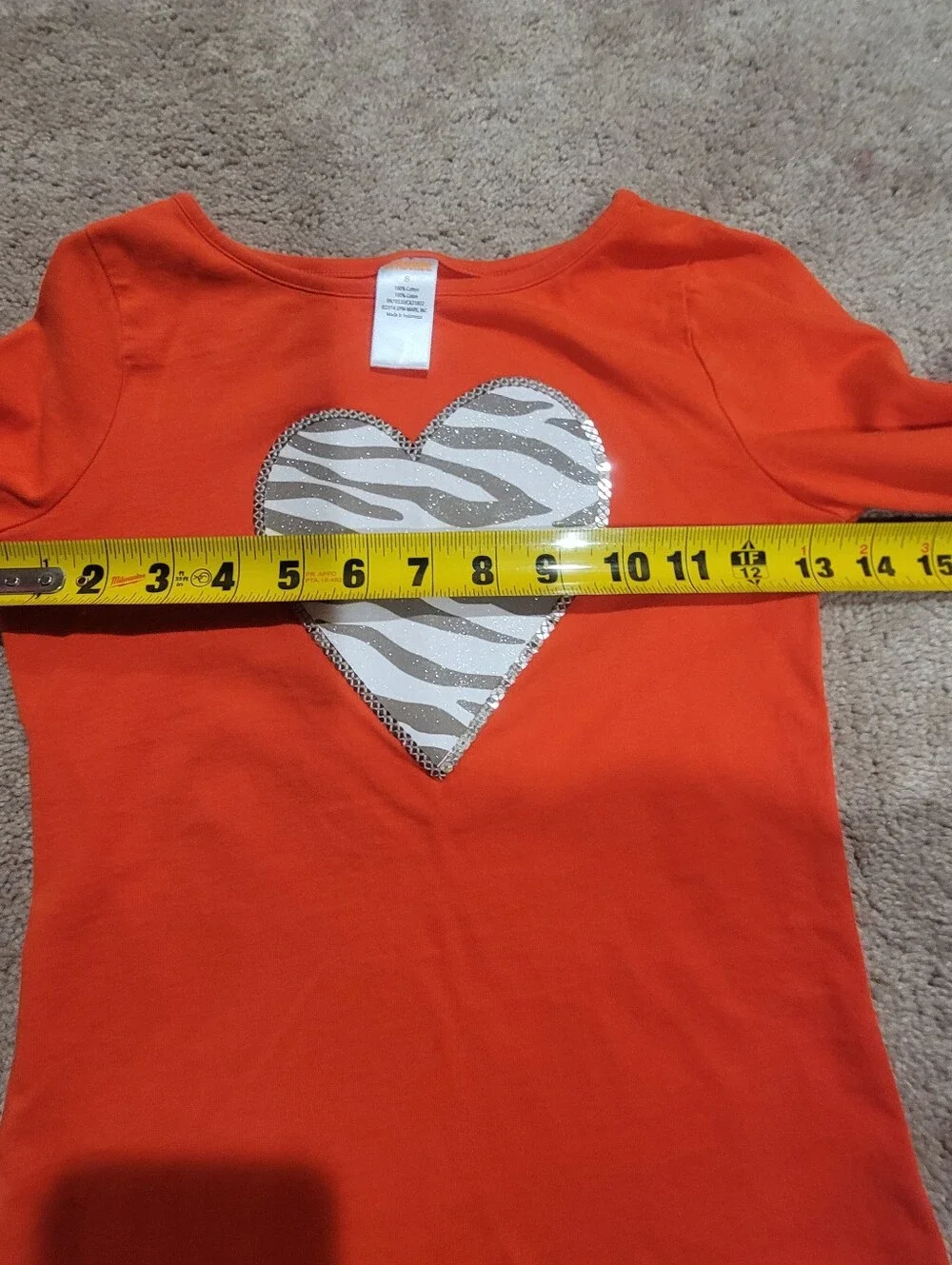 Gymboree Girls' Orange Long-Sleeve Top with Zebra Heart Accent